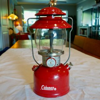 Vintage Red Coleman Lantern Model 200a Marked " 10 63 " W/ Box,  Docs,  Cond.