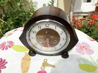 Lovely Overhauled Oak Vintage 1930s Smith Enfield 8 - Day Striking Mantle Clock