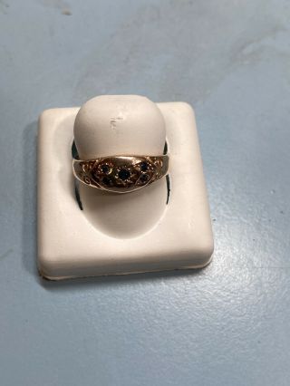 Antique Victorian Era 8kt Yellow Gold Sapphire Ring.  Size 7.  5