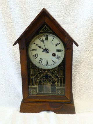 Antique Late 1800`s German Schutzmarke Time - Only Table/shelf Clock,  Runs Good