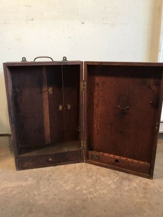 Antique Wood Hammacher & Schlemmer Tool Box Carpenters Work Cabinet
