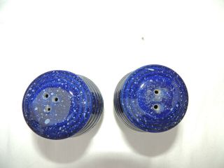 Vintage Blue Speckled Stoneware/ Ceramic Salt & Pepper Shakers 2
