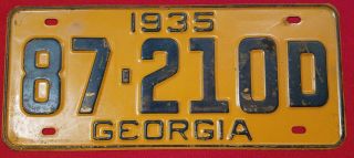 Vintage Georgia Car Tag/ License Plate 1935