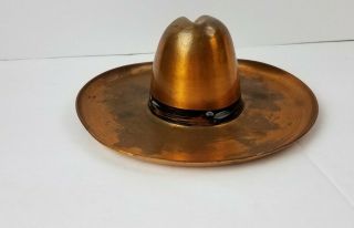 Vintage Copper Ten Gallon Hat Large Brim Ashtray 2