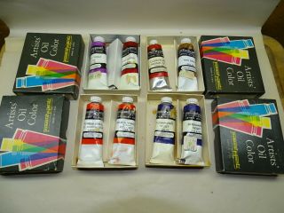 Permanent Pigments Artists Oil Color Vintage Set 8 Tubes