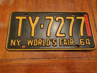 Vintage 1964 Ny Worlds Fair License Plate