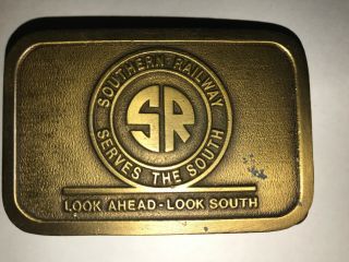 Southern Railway Railroad Metal Belt Buckle Vintage 1970 