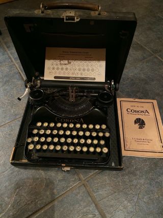 Antique Typewriter L C Smith & Corona Typewriter - Corona 4 1928