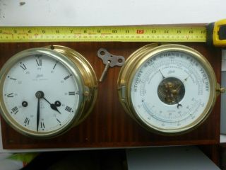 West German Schatz Royal Mariner Brass Ships Clock And Barometer