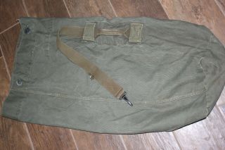 Vintage Large Us Military Army Issued Duffel Bag Rucksack Olive Canvas Blevins.