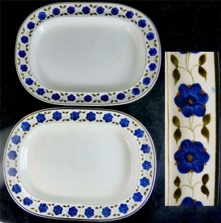 C1800 Pair Antique Spode Creamware Oblong Serving Plates Dishes