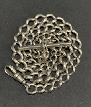 Heavy Solid Silver Albert Pocket Watch Chain 16 Inches,  1890,  43g