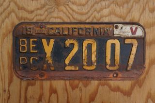 1941 1942 1943 California License Plate With Tabs X 2007