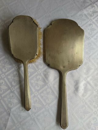 Antique Sterling Silver Mirror And Brush Case As Scrap Silver 180gms
