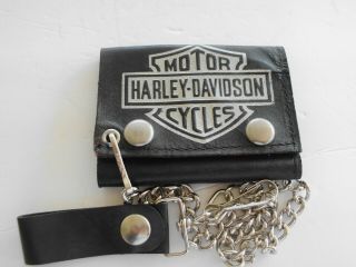 Harley - Davidson Trifold Leather Wallet Nos Vintage 80 