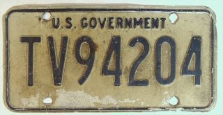 Usa Us Government License Plate Tag Tv94204 Tva Tennessee Valley Autho Vintage J