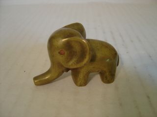 Vintage Miniature Solid Brass Elephant Trunk Down