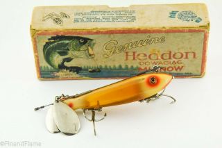 Vintage Heddon Dowagiac Spook Model 9102 Antique Fishing Lure In Up Bass Box Cr2