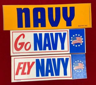3 Vintage Navy Bumper Stickers Window Auto Rv