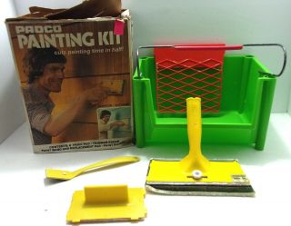 Vtg 1970s Padco Painting Kit Paint Pad - Trimmer - Edger Wand And Pad - Bucket Usa