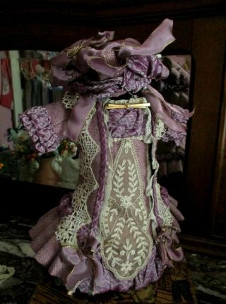 Robe Pour Poupée Ancienne Jumeau Steiner Sfbj Bru Porcelaine Dress Antique Doll