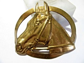 Large Brass Horse Head Pin Open Work Vintage Detailed