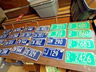 Box Of 23 Kansas License Plate Car Tags 1975 And 1976