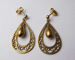 Vintage 9ct Yellow Gold Drop Earrings – 1980 40th Birthday