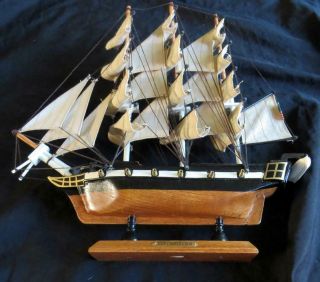 Vintage Uss Constitution Ship Model Old Ironsides 13 Inch Wood Cloth Mast Gift