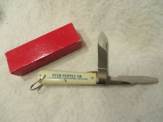 Vintage Colonial Prov.  Usa 2 Blade Electricians Folding Pocket Knife Acar Supply