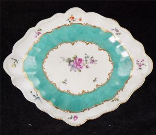 C1770s Antique William Duesbury Chelsea Derby Porcelain Turquoise Dessert Dish E