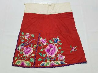 Antique Chinese Hand Embroidery Skirt Panel