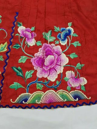 Antique Chinese Hand Embroidery Skirt Panel 3