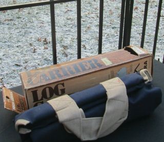 Vintage Canvas Firewood 26 Log Holder Carrier Tote Bag 28 " High Sierra Nib Navy