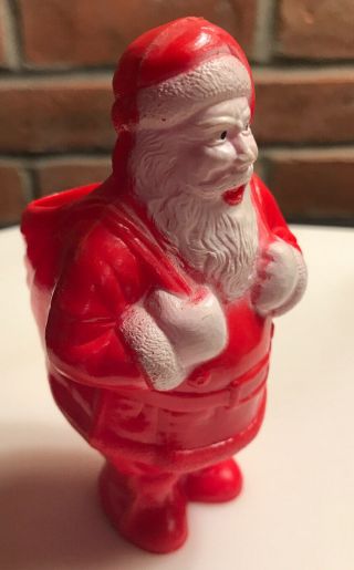Vintage Irwin Plastics Usa Midcentury Santa Candy Cane Holder 4.  5 " H Red And Whit
