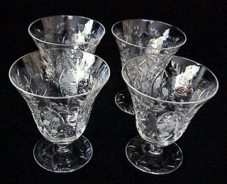 4 Vintage Libbey Rock Sharpe Knickerbocker Parfaits / Oyster Cocktails Glasses