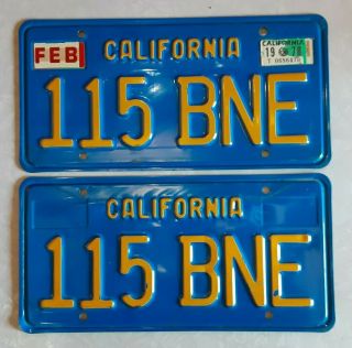 California Vehicle Car License Plate Pair,  1970 