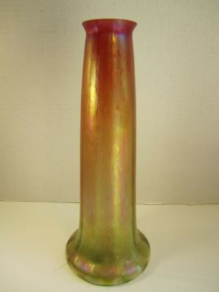 Large Antique Loetz Rindskopf Rubina Verde Iridescent Art Glass Vase