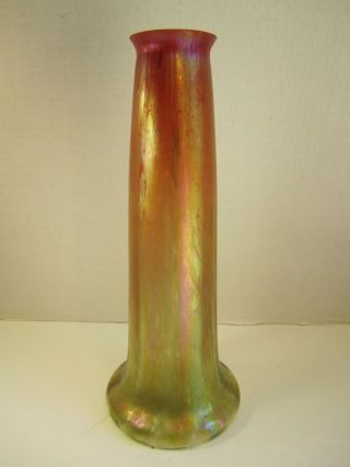 Large Antique Loetz Rindskopf Rubina Verde Iridescent Art Glass Vase 2