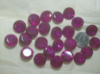 24 Rubinite Round Pointed Back Glass Rhinestones - - - - 1 - - - Vintage