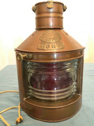 Vintage Copper And Brass Ship Lantern - Electrified - Tung Woo - Port
