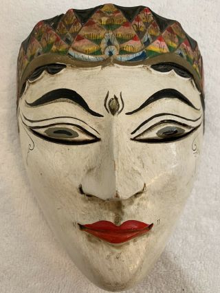 Indonesian Wooden Java Dance Mask Antique Prince Raden Panji Janggala Kingdom