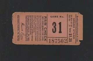Vintage 1940s Mlb Brooklyn Dodgers Baseball Ticket Stub Ebbets Field - Game 31