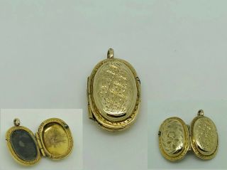 Antique Georgian/victorian 9ct Gold Back & Front Small Oval Mourning Locket
