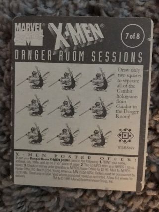 Vintage 90s X - MEN WOLVERINE DANGER ROOM SESSIONS 1995 RARE Cardboard Card 7 2
