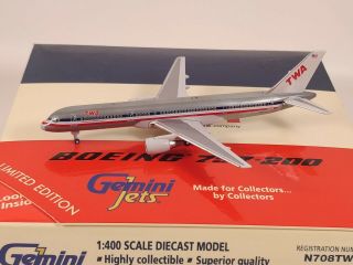 Twa American Airlines Boeing 757 - 200 Aircraft Model 1:400 Scale Gemini Jets Rare