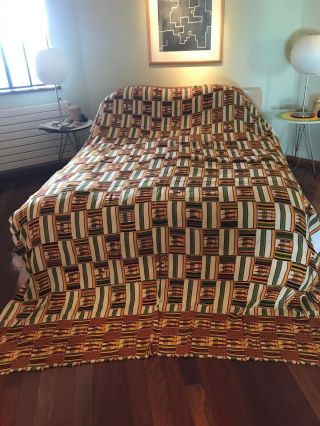 Antique African Ashanti Kente Ceremonial Cloth.  Ghana Hand Woven Textile Art