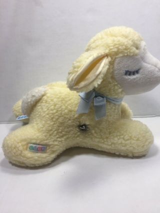 Vintage Eden Sheep Lamb Plush Musical Wind Up White Blue Lamb Toy Lovey