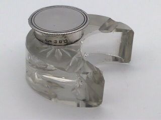 Antique Sterling Silver And Glass Inkwell By Hw Ltd Birmingham 1899