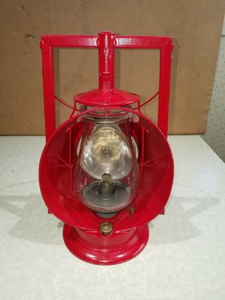 Restored Red Dietz Beacon Dash Lamp With Dietz No 0 Tubular Clear Glass Globe